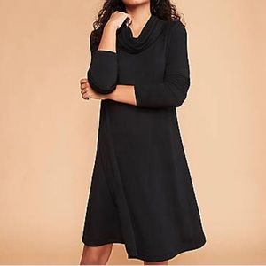 Dark grey cowl neck knee length dress